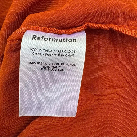 Reformation Harri Velvet Mini Skirt Silk Blend in Red Orange - Picture 10 of 15